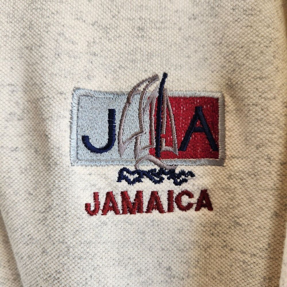 VINTAGE Jamaica Polo Shirt Mens Size XL Embroidered Logo Beachy Short Sleeve Tan